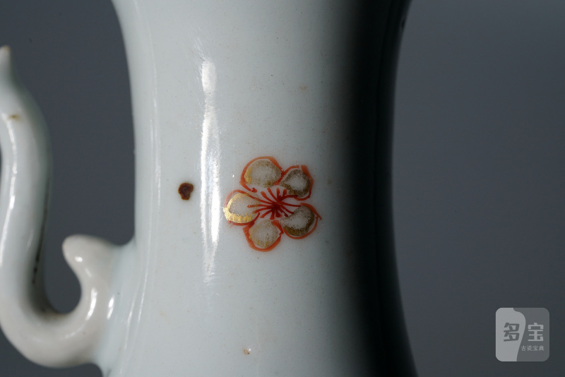 清康熙 青花矾红描金梅花纹急须 - 图8